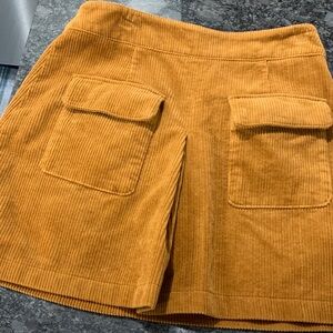 Corduroy Mini Skirt with Pockets